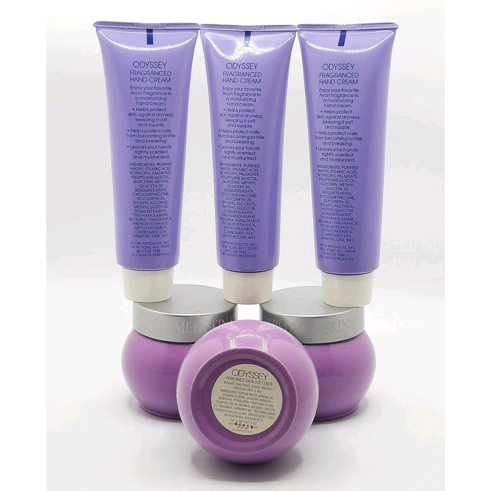 Vintage Bundle Lot of 6 Avon ODYSSEY 3 Perfumed Skin Softener/3 Hand Cream NOS - Picture 2 of 2